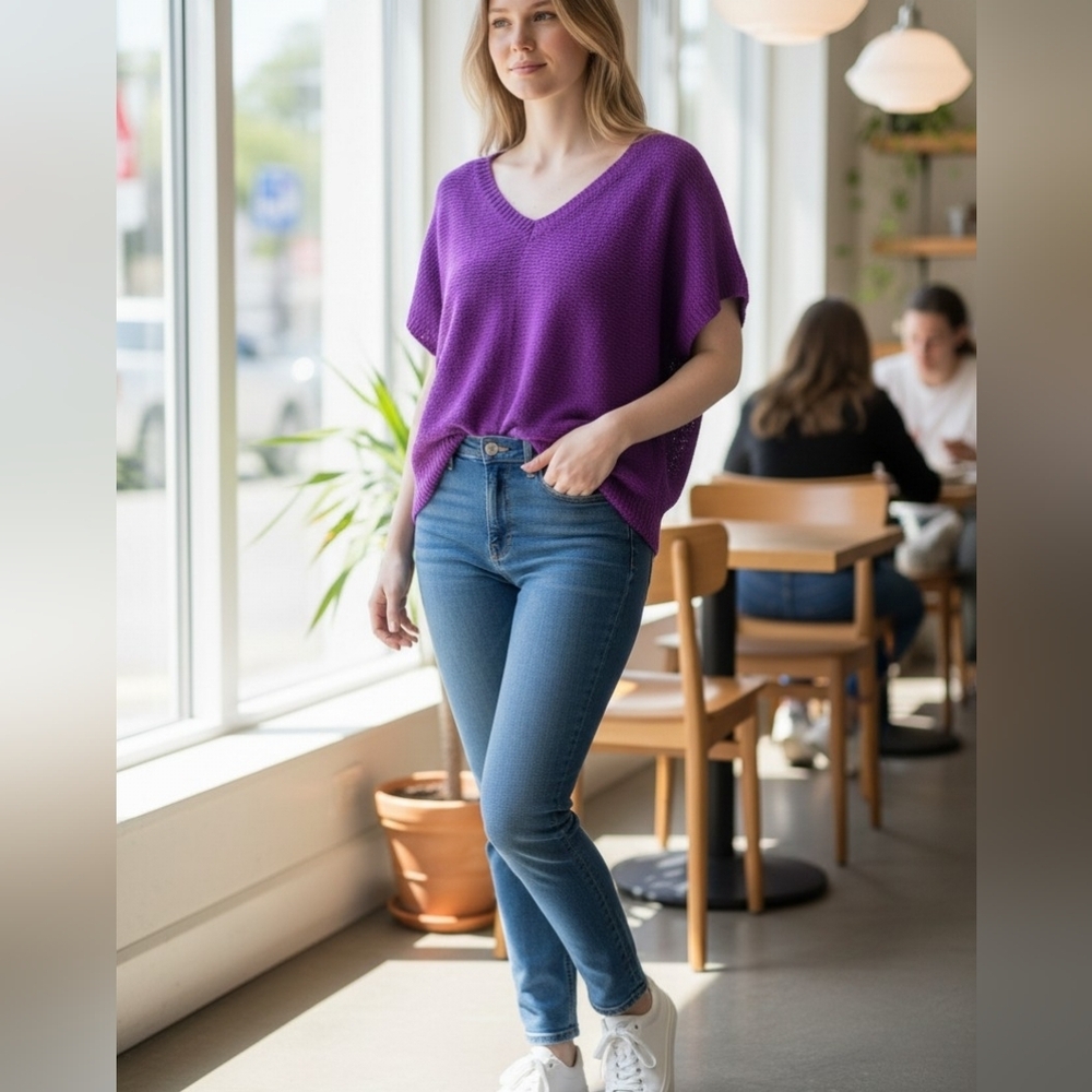 Women's LAUREN Ralph Lauren Purple V-Neck Sweater M